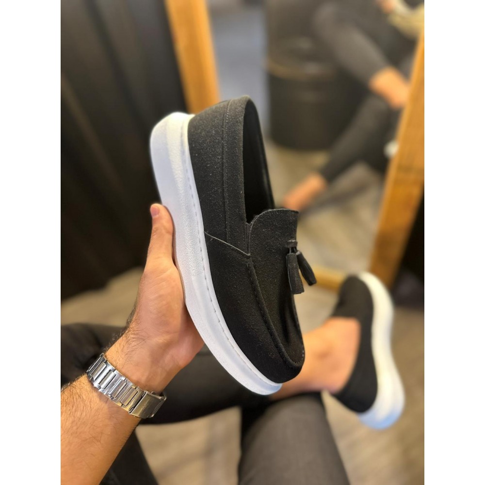 K&A Günlük Spor Klasik Ayakkabı 818 Siyah Süet (Beyaz Taban)