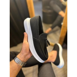 K&A Günlük Spor Klasik Ayakkabı 818 Siyah Süet (Beyaz Taban)