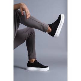 K&A Günlük Ayakkabı 421 Siyah Süet (Beyaz Taban)