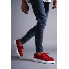 K&A Yüksek Taban Mevsimlik Keten Ayakkabı 009 Kırmızı