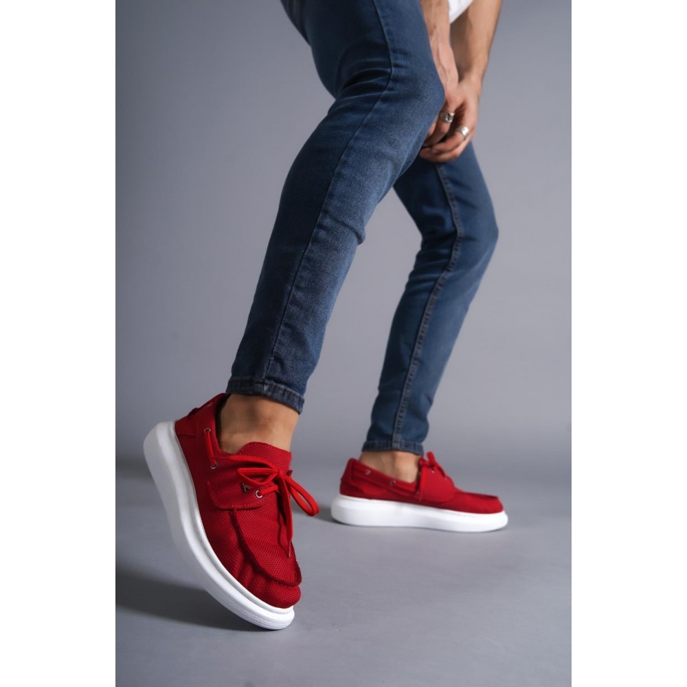 K&A Yüksek Taban Mevsimlik Keten Ayakkabı 009 Kırmızı