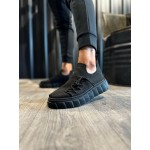 K&A Yüksek Taban Günlük Ayakkabı 1025 Siyah (Siyah Taban)