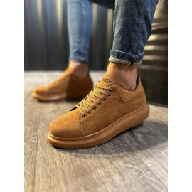 K&A Yüksek Taban Günlük Ayakkabı 044 Taba Süet