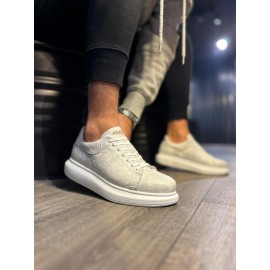 K&A Yüksek Taban Günlük Ayakkabı 044 Beyaz (Desenli)