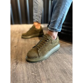 K&A Yüksek Taban Günlük Ayakkabı 044 Haki (Süet)