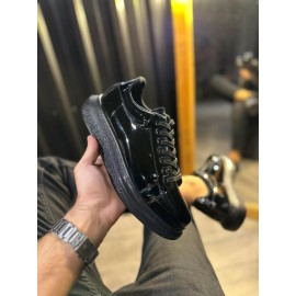 K&A Yüksek Taban Günlük Ayakkabı 044 Siyah Rugan (Siyah Taban)