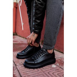 K&A Yüksek Taban Günlük Ayakkabı 044 Siyah (Siyah Taban)