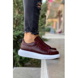 K&A Yüksek Taban Günlük Ayakkabı 044 Bordo (Desenli)