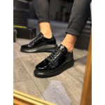 K&A Yüksek Taban Günlük Ayakkabı 044 Siyah Rugan (Siyah Taban)