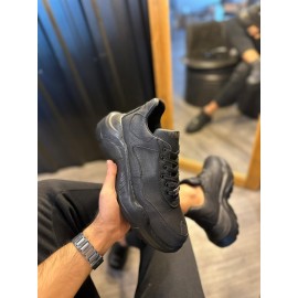 K&A Yüksek Taban Günlük Ayakkabı N75 Siyah (Siyah Taban)
