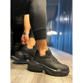 K&A Yüksek Taban Günlük Ayakkabı N75 Siyah (Siyah Taban)