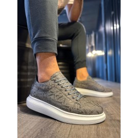 K&A Yüksek Taban Harf Desenli Günlük Ayakkabı 047 Gri