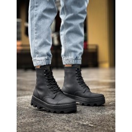 K&A Yüksek Taban Ayakkabı B-023 Siyah (Siyah Taban)