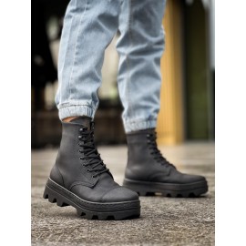 K&A Yüksek Taban Ayakkabı B-023 Siyah (Siyah Taban)