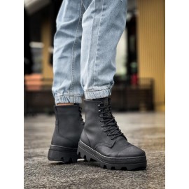 K&A Yüksek Taban Ayakkabı B-023 Siyah (Siyah Taban)