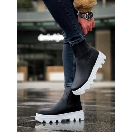 K&A Yüksek Taban Chelsea Bot 113 Siyah (Beyaz Taban)