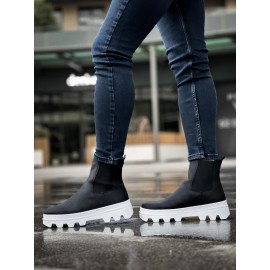 K&A Yüksek Taban Chelsea Bot 113 Siyah (Beyaz Taban)
