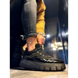 K&A Yüksek Taban Günlük  Ayakkabı 600 Siyah (Siyah Taban)