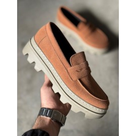 K&A Yüksek Taban Klasik Ayakkabı 779 Taba Süet