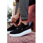 K&A Yüksek Taban Günlük Süet Ayakkabı 040 Siyah (Beyaz Taban)