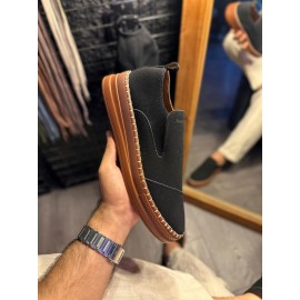 K&A Bağcıksız Mevsimlik Süet Ayakkabı 019 Siyah