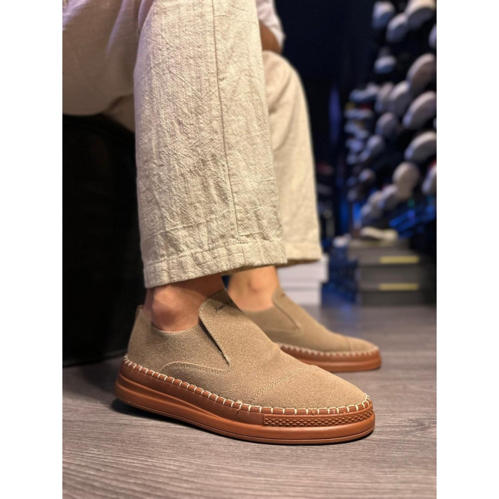 K&A Bağcıksız Mevsimlik Süet Ayakkabı 019 Camel (Süet)