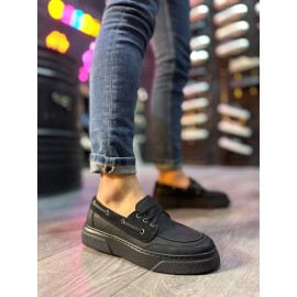 K&A Yüksek Taban Günlük Ayakkabı 700 Siyah (Siyah Taban)