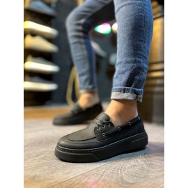 K&A Yüksek Taban Günlük Ayakkabı 700 Siyah (Siyah Taban)