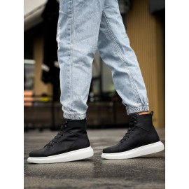 K&A Yüksek Taban Ayakkabı B-080 Siyah (Beyaz Taban)