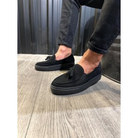 K&A Günlük Spor Klasik Ayakkabı 717 Siyah Süet (Siyah Taban)