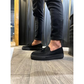 K&A Günlük Spor Klasik Ayakkabı 717 Siyah Süet (Siyah Taban)