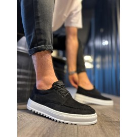 K&A Günlük Ayakkabı T12 Siyah Süet (Beyaz Taban)