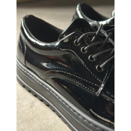 K&A Günlük Ayakkabı T12 Siyah Rugan (Siyah Taban)