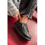 K&A Yüksek Taban Günlük Ayakkabı 555 Siyah (Siyah Taban)
