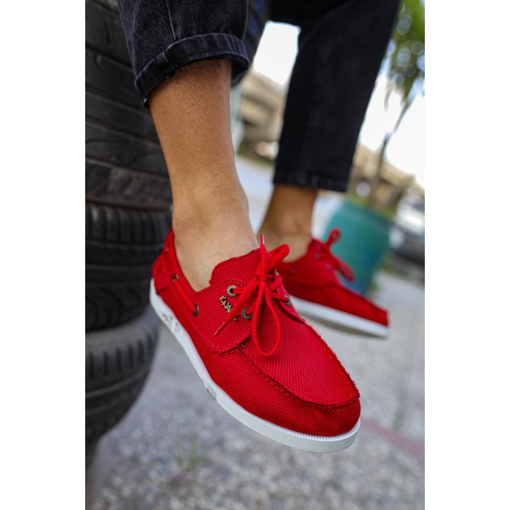 K&A Mevsimlik Keten Ayakkabı 008 Kırmızı