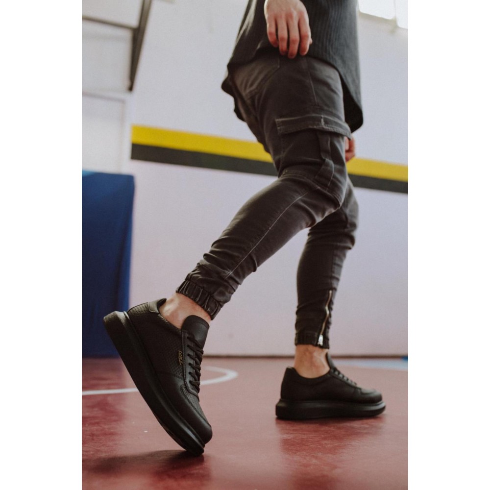 K&A Yüksek Taban Günlük Ayakkabı 042 Siyah (Siyah Taban)