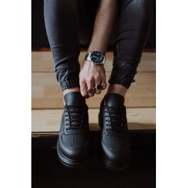 K&A Yüksek Taban Günlük Ayakkabı 042 Siyah (Siyah Taban)