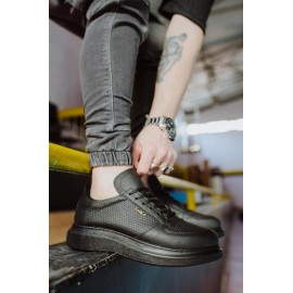 K&A Yüksek Taban Günlük Ayakkabı 042 Siyah (Siyah Taban)