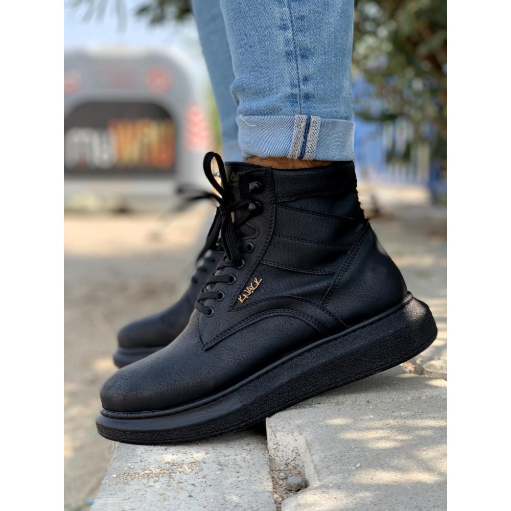 K&A Yüksek Taban Ayakkabı B-404 Siyah (Siyah Taban)