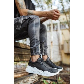 Knack Sneakers Ayakkabı 606 Siyah (Beyaz Taban)