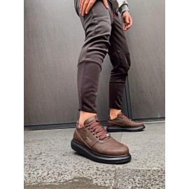 K&A Yüksek Taban Günlük Ayakkabı 040 Kahverengi (Siyah Taban)