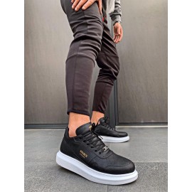 K&A Yüksek Taban Günlük Ayakkabı 040 Siyah (Beyaz Taban)