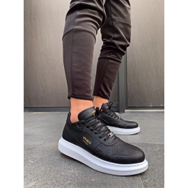 K&A Yüksek Taban Günlük Ayakkabı 040 Siyah (Beyaz Taban)