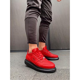 K&A Yüksek Taban Günlük Ayakkabı 040 Kırmızı (Siyah Taban)