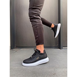 K&A Yüksek Taban Günlük Ayakkabı 040 Siyah (Beyaz Taban)