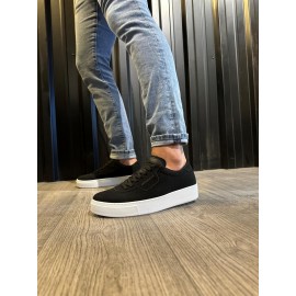 K&A Günlük Ayakkabı 060 Siyah Süet (Beyaz Taban)