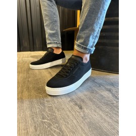 K&A Günlük Ayakkabı 060 Siyah Süet (Beyaz Taban)