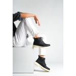 K&A Yüksek Taban Ayakkabı B-020 Siyah (Beyaz Taban)