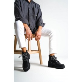 K&A Yüksek Taban Ayakkabı B-020 Siyah (Siyah Taban)