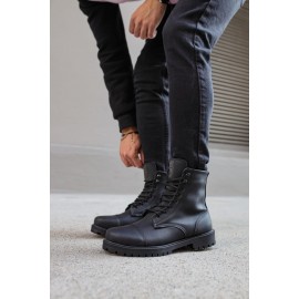 K&A Yüksek Taban Ayakkabı B-022 Siyah (Siyah Taban)